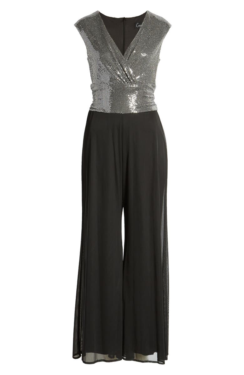 CAxLZ by Connected Apparel Jennifer Sequin & Chiffon Jumpsuit, Alternate, color,