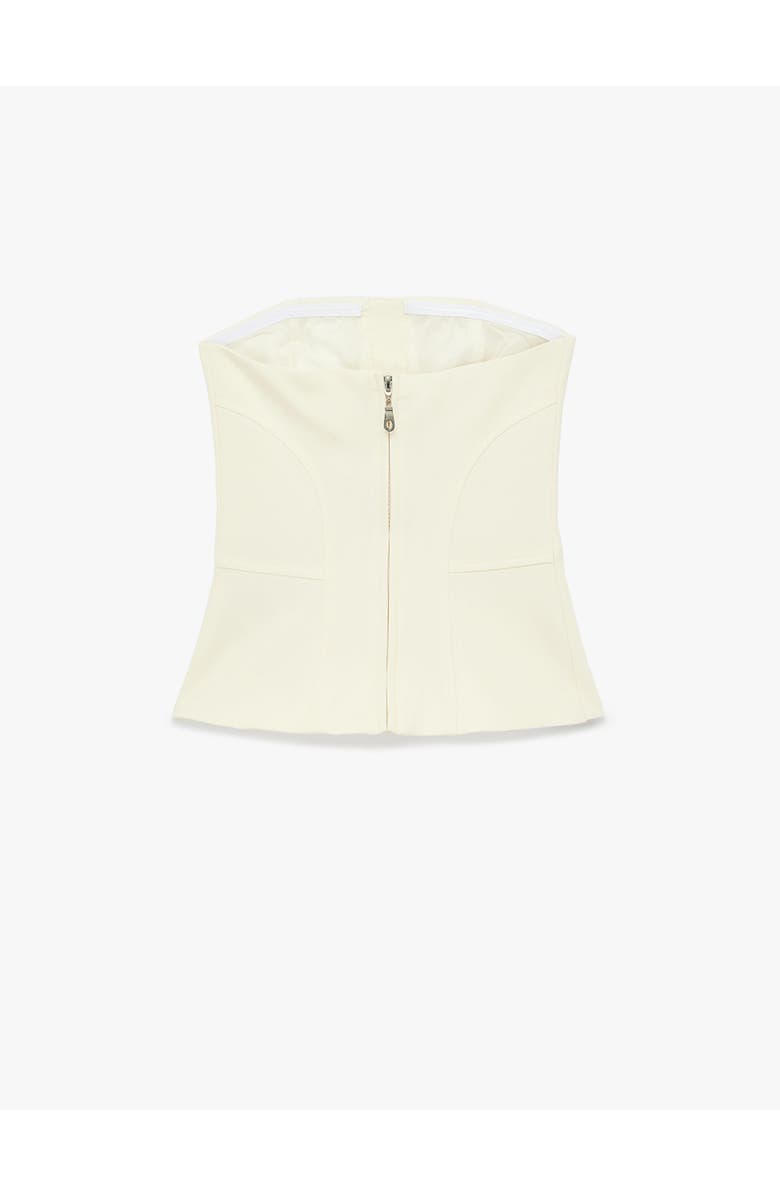 Koton Fitted Strapless Top, Alternate, color, Ecru