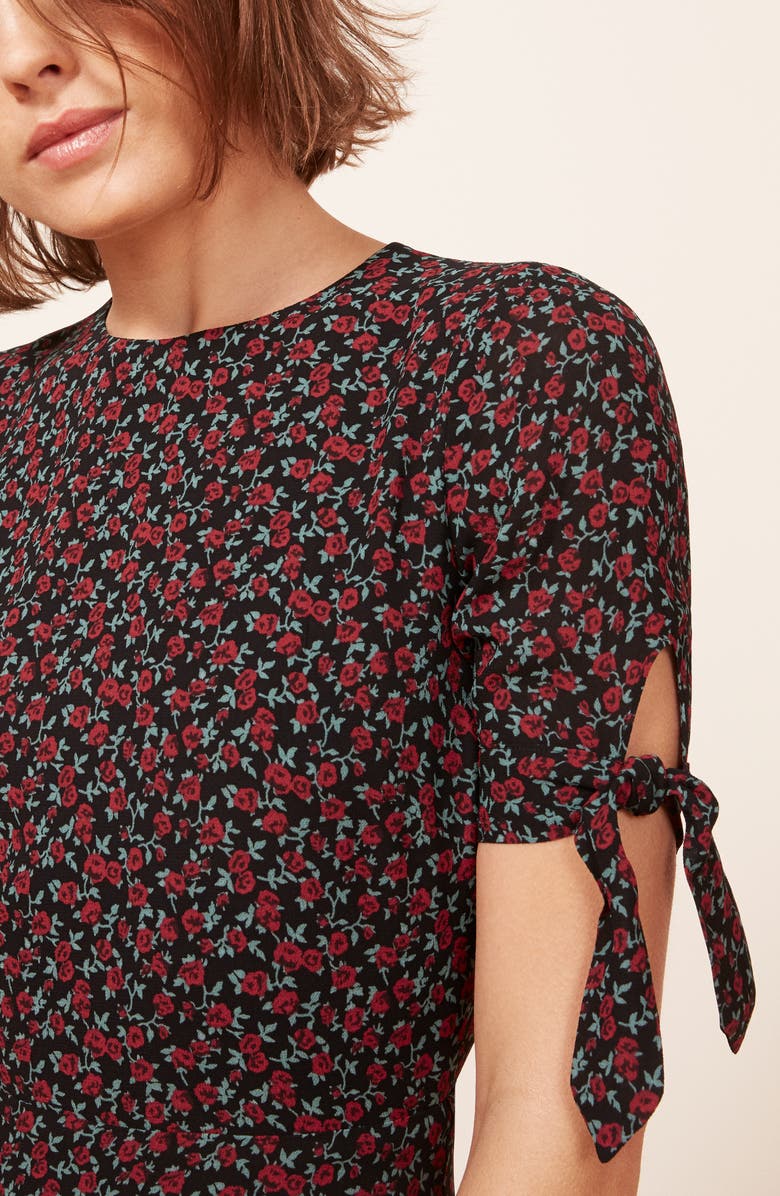 Reformation Amsterdam Tie Sleeve Body-Con Maxi Dress, Alternate, color, 