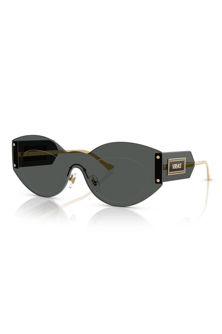 144mm Small Round Rimless Sunglasses, Alternate, color, DARK GREY