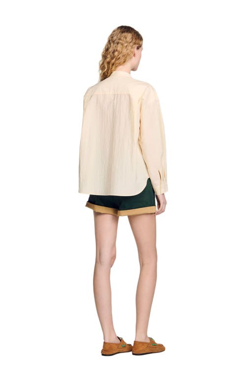 Sandro Frill Detail Blouse In Ecru