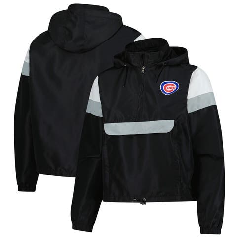 Women's Profile  Black Chicago Cubs Quarter-Zip Anorak Hooded Jacket