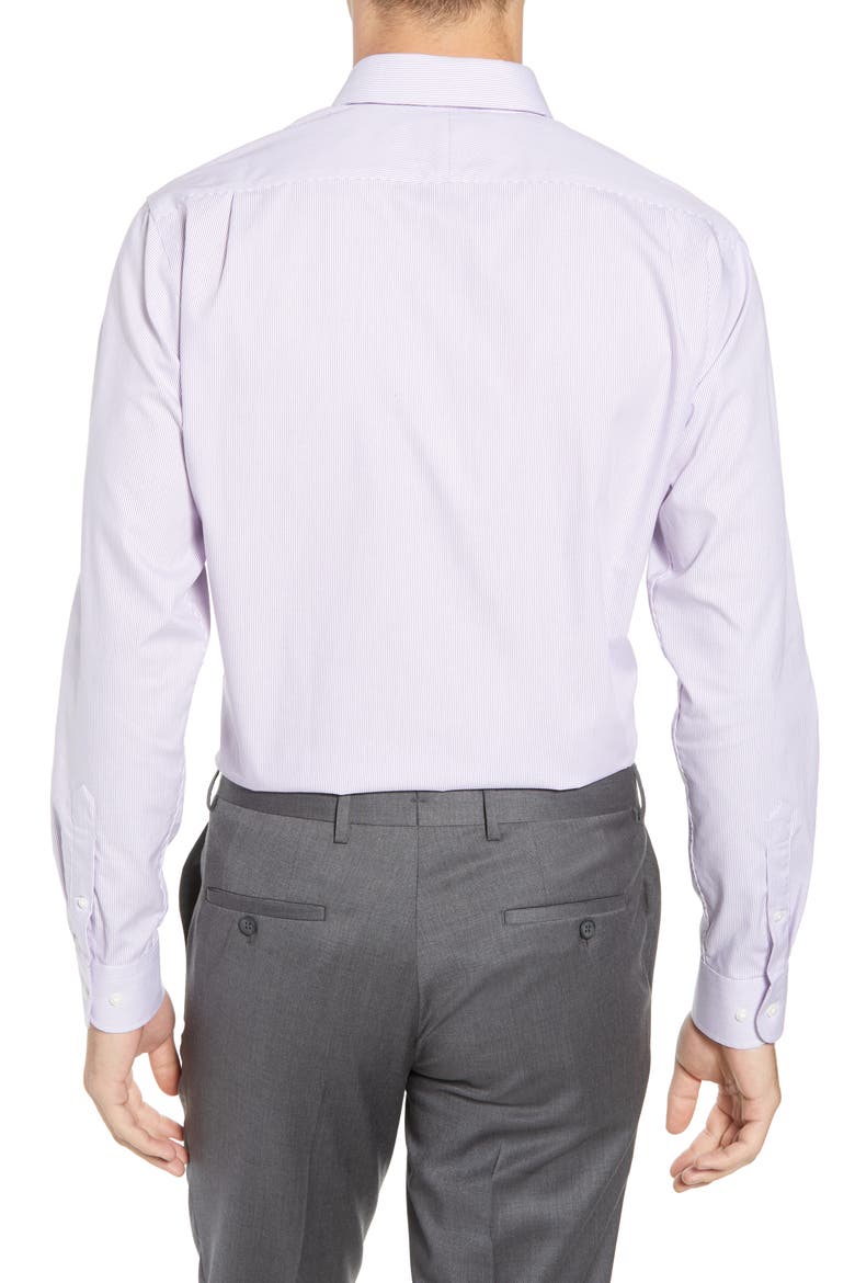 Trim Fit Non-Iron Stripe Dress Shirt, Alternate, color, PURPLE CRYSTAL