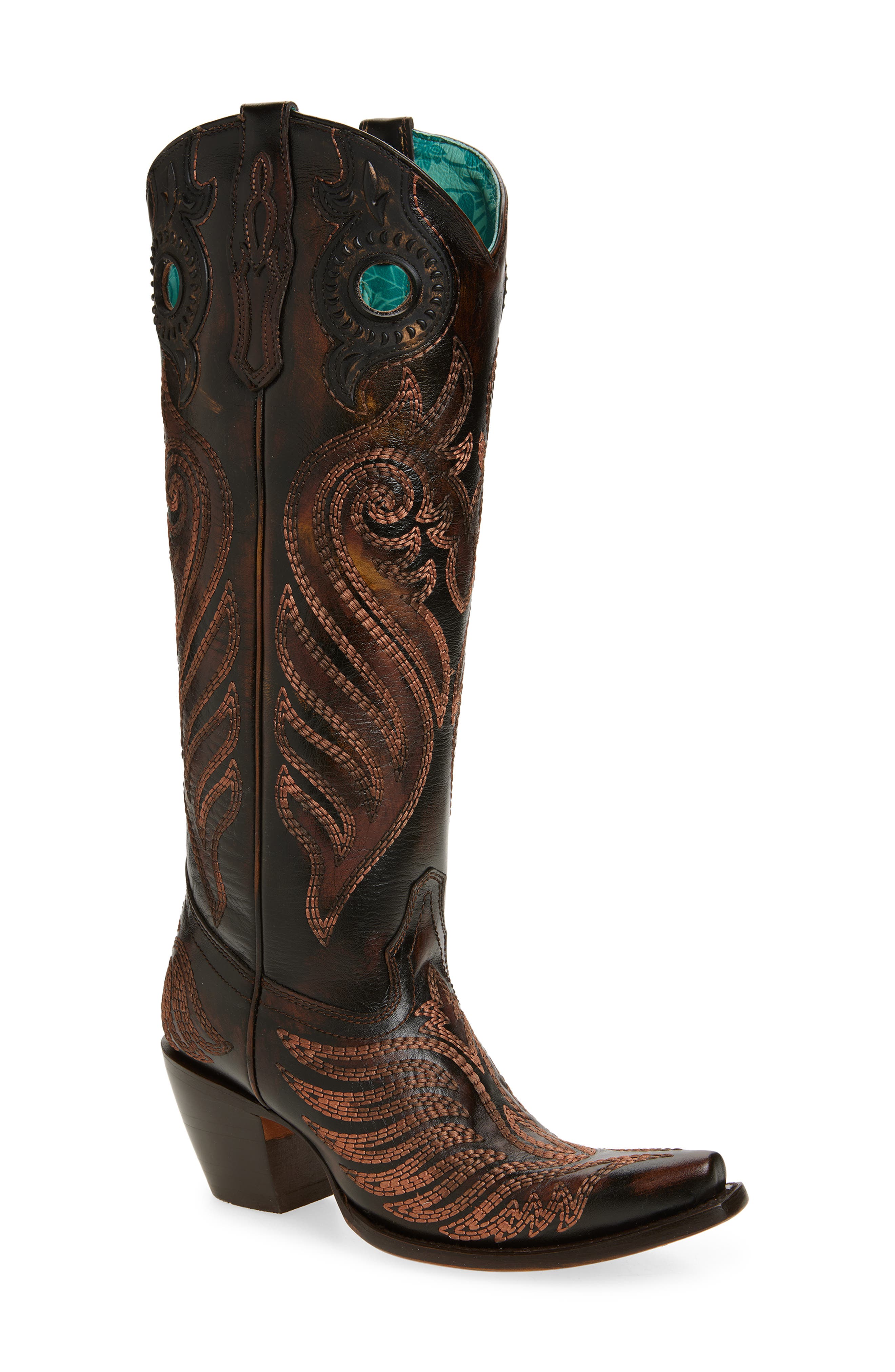 CORRAL Embroidered Overlay Western Boot, Main, color, 
