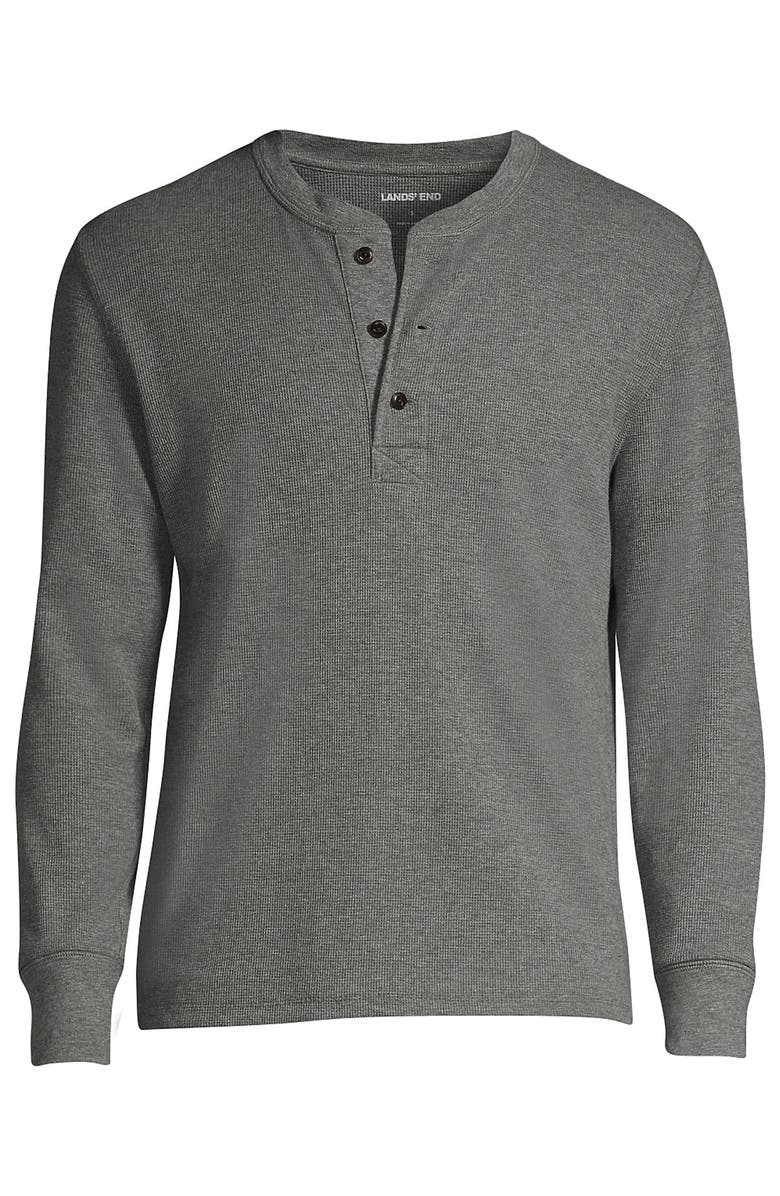 Lands' End Long Sleeve Thermal Waffle Henley, Alternate, color, Pewter Heather