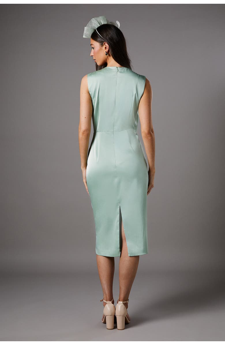 Coast Sleeveless Satin Frill Midi Dress, Alternate, color, Sage