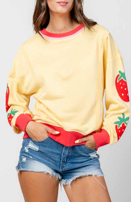 Embroidered Strawberry Sweatshirt