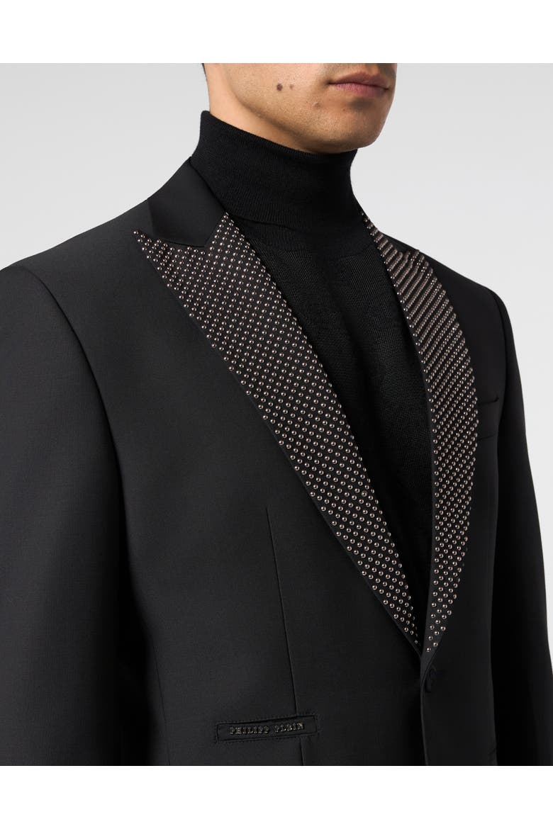 Blazer With Lapel Studs Men, Alternate, color, black