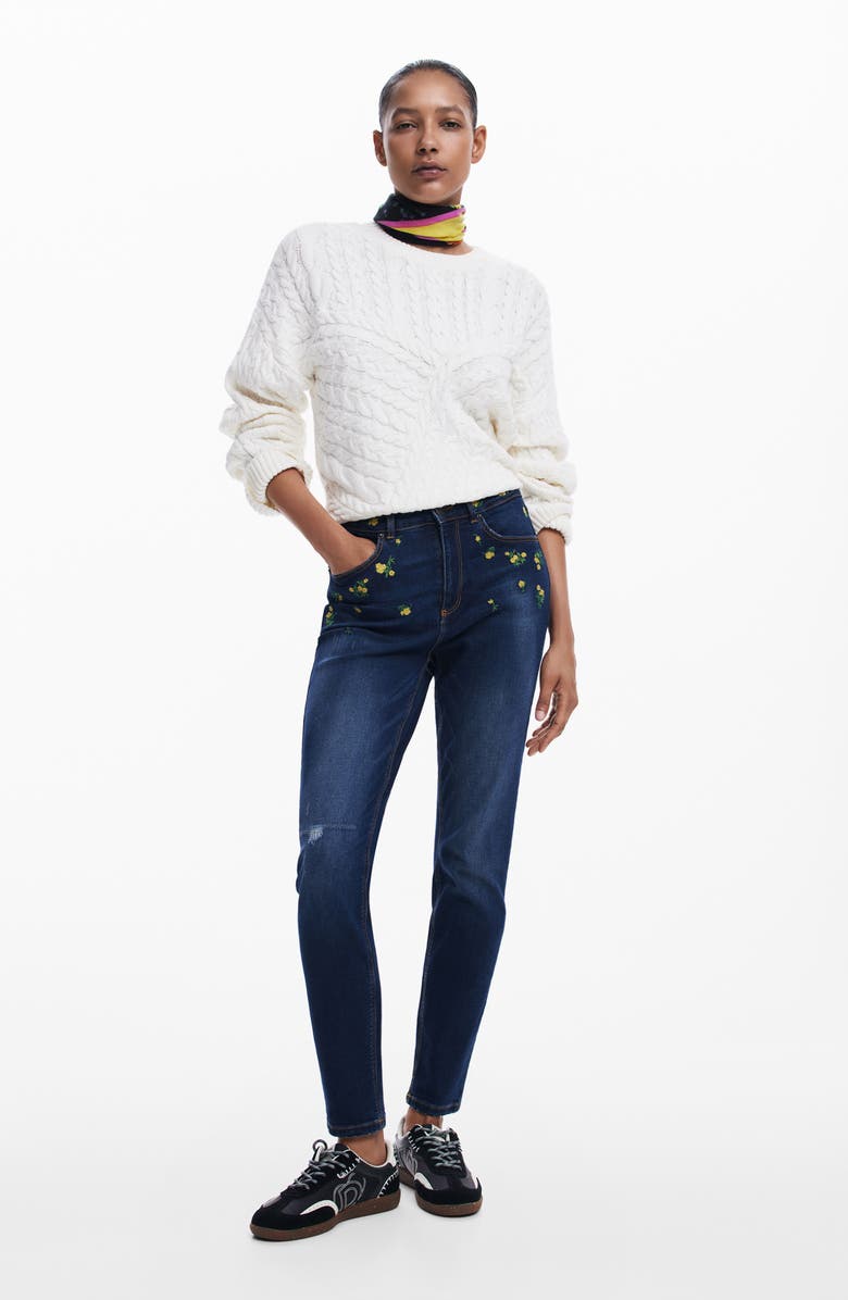 Desigual Akira Distressed Skinny Jeans, Alternate, color, 