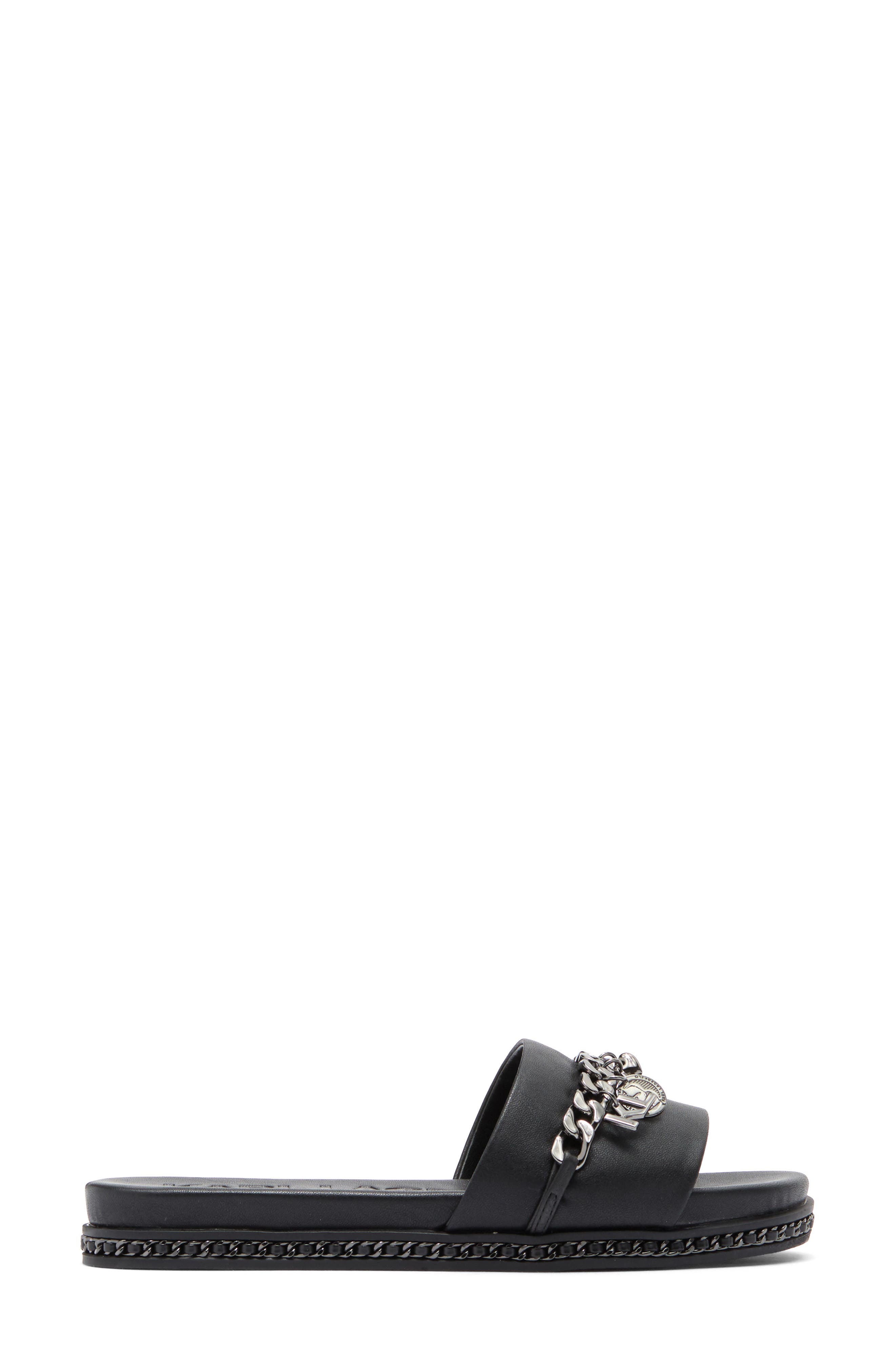 KARL LAGERFELD PARIS Basia Charm Chain Slide Sandal, Alternate, color, Black/ Gunmetal