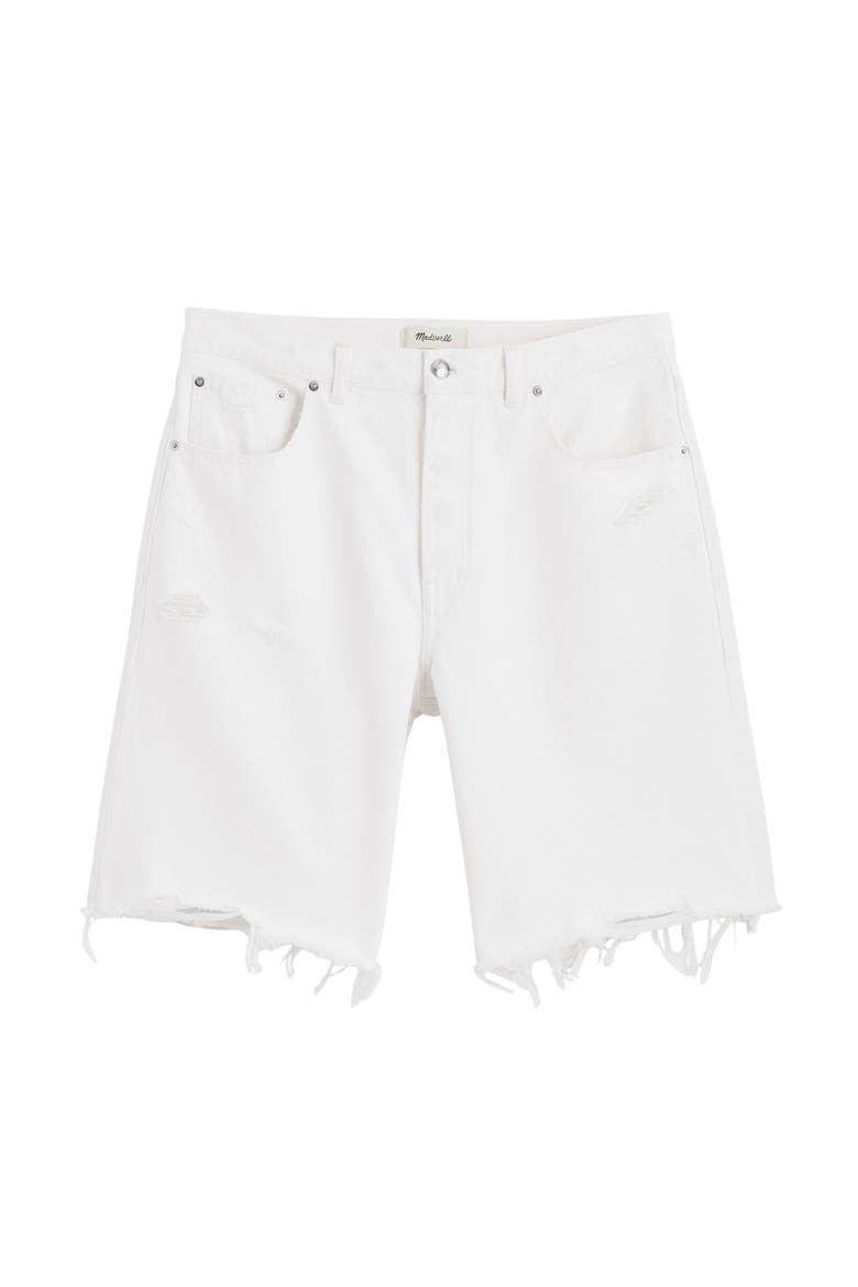 The Essex Ripped Long Baggy Denim Shorts, Alternate, color, TILE WHITE
