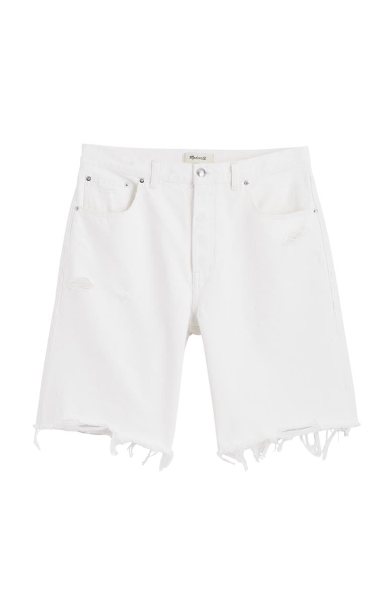 Madewell The Essex Ripped Long Baggy Denim Shorts, Alternate, color, Tile White
