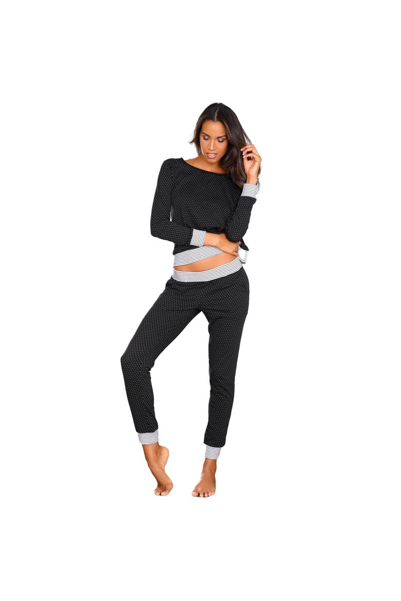 Polka Dot Pajama Set, Main, color, Black Dotted