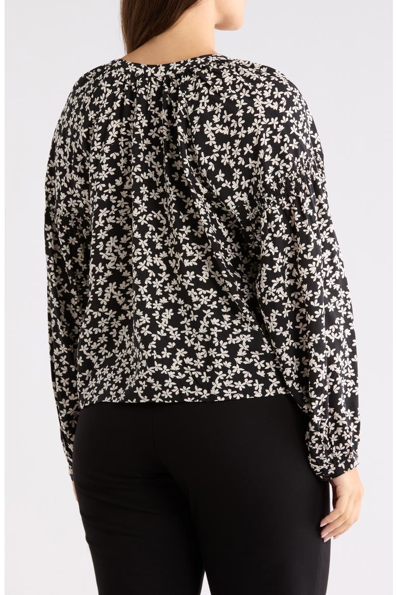 Tie Front Top, Alternate, color, PRIMROSE BLACK/ IVORY
