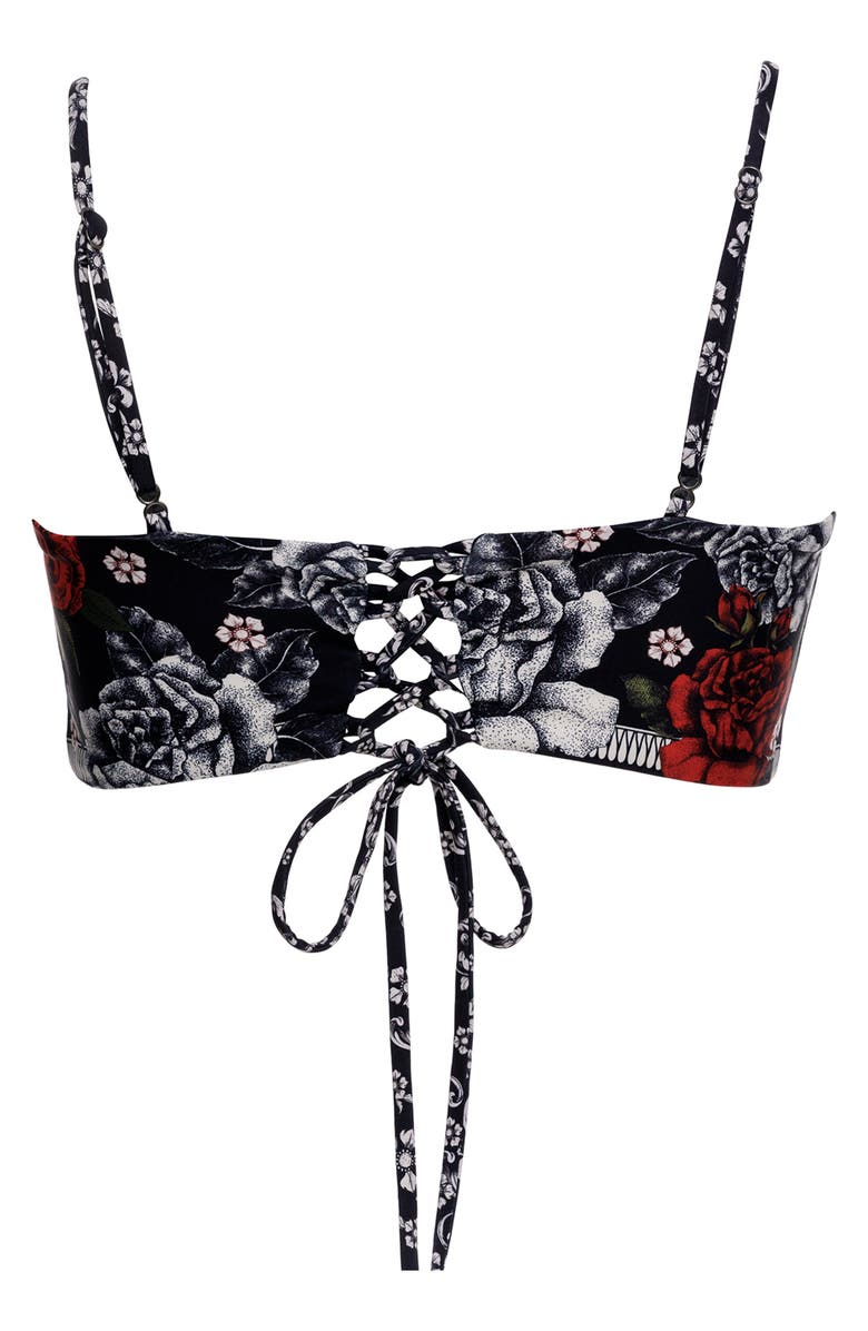 Agua Bendita Brietta Thorn Embroidered Bikini Top, Alternate, color, Black Multicolor