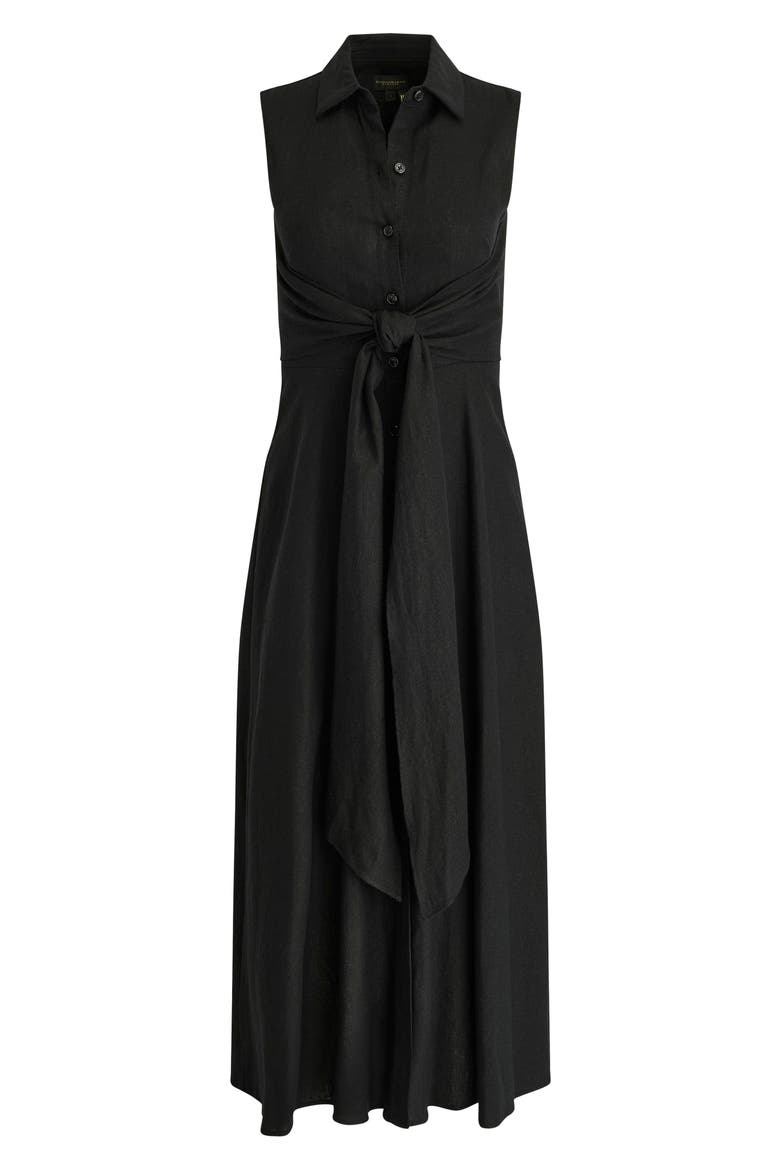 Sleeveless Linen Blend Shirtdress, Alternate, color, BLACK