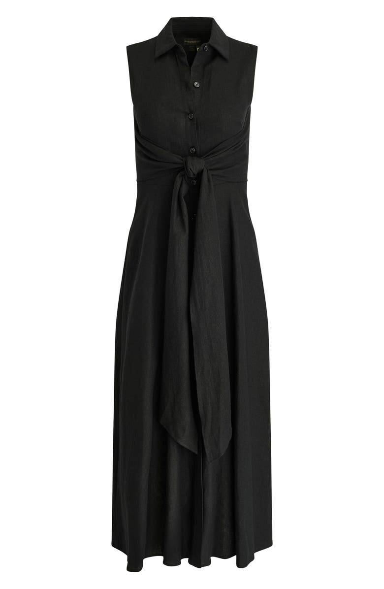 DONNA KARAN WEEKEND Sleeveless Linen Blend Shirtdress, Alternate, color, Black