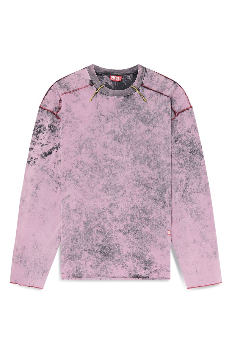 DIESEL<sup>®</sup> T-Crahor Contrast Stitch Long Sleeve Acid Wash Cotton Top, Alternate, color, 