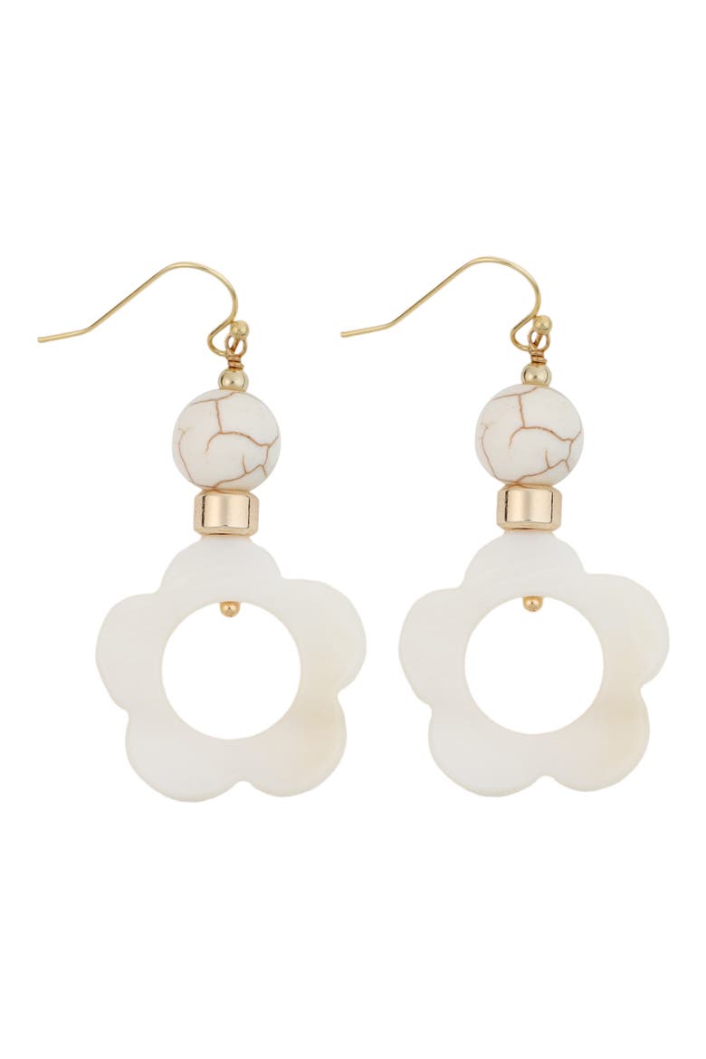 Resin Flower Drop Earrings, Main, color, WHITE