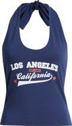 GOLDEN HOUR LA Cali Varsity Halter Cotton Top
