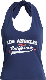GOLDEN HOUR LA Cali Varsity Halter Cotton Top