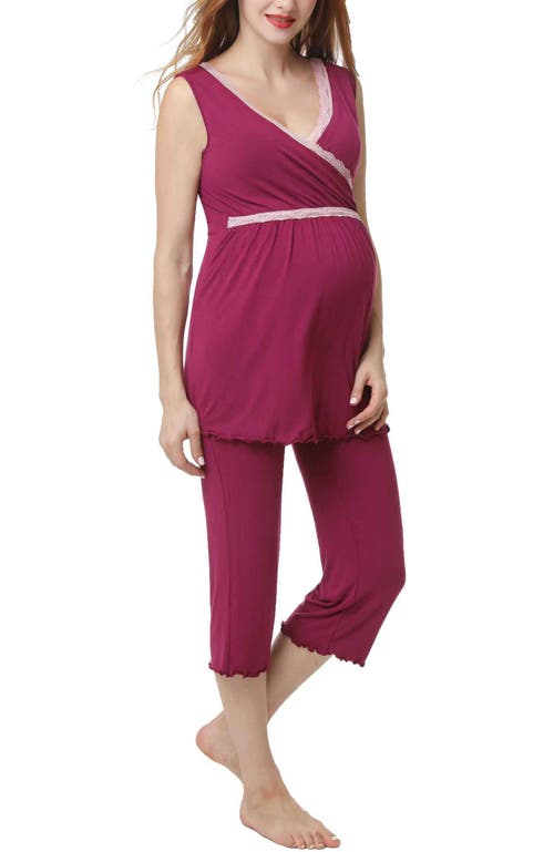 Kimi & Kai Penny Maternity/nursing Pajamas Set In Deep Berry