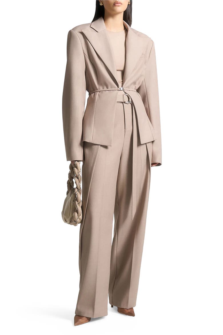 Foldover Trousers with D-Ring Belt, Alternate, color, Taupe