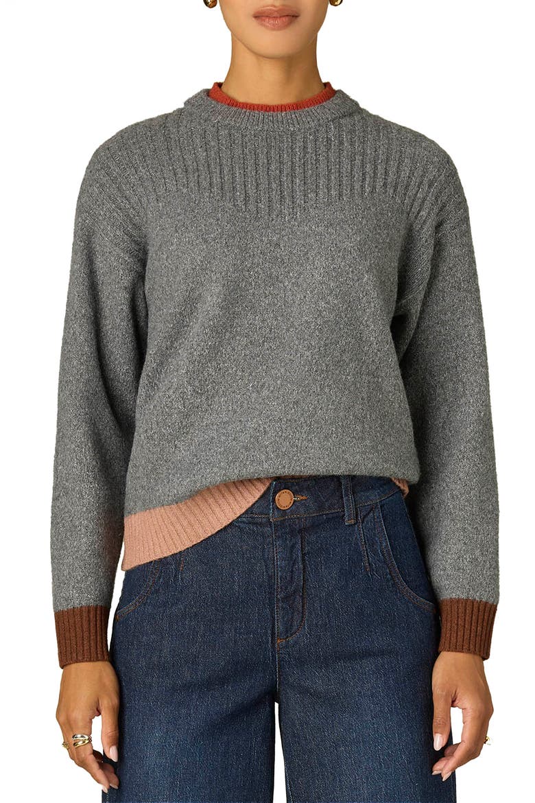 Crewneck Rib Sweater, Main, color, CHARCOAL