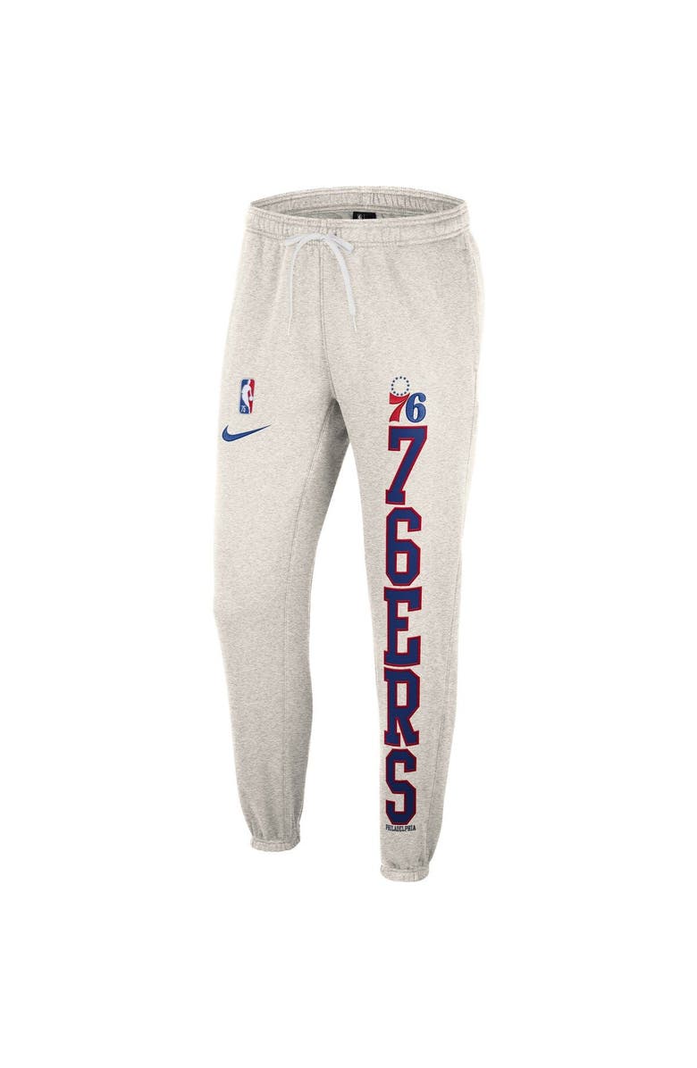 Nike Men's Nike Ash/Royal Philadelphia 76ers 75th Anniversary Courtside Fleece Pants, Alternate, color, 