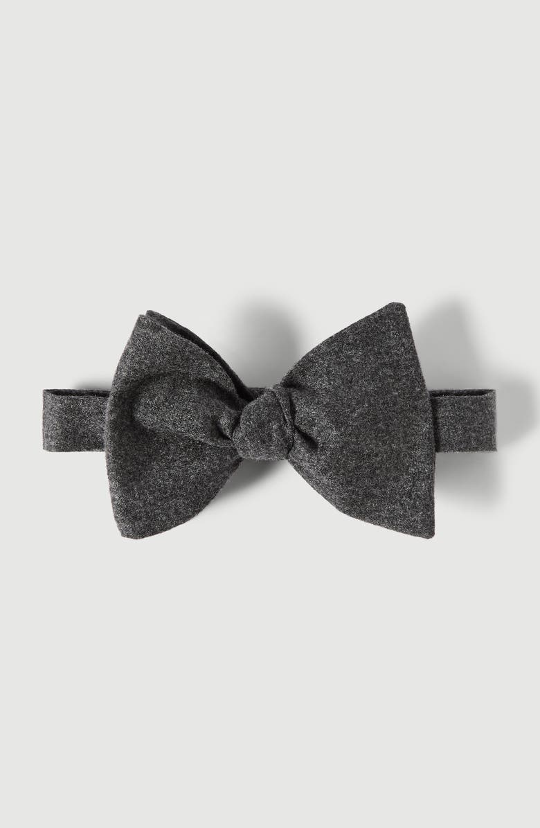 Brunello Cucinelli Cashmere and silk lightweight flannel bow tie, Main, color, Slate