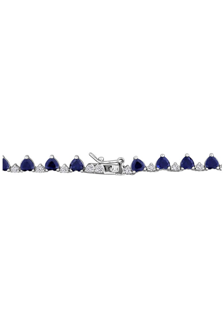 Sterling Silver Heart Lab Created Sapphire Necklace, Alternate, color, BLUE