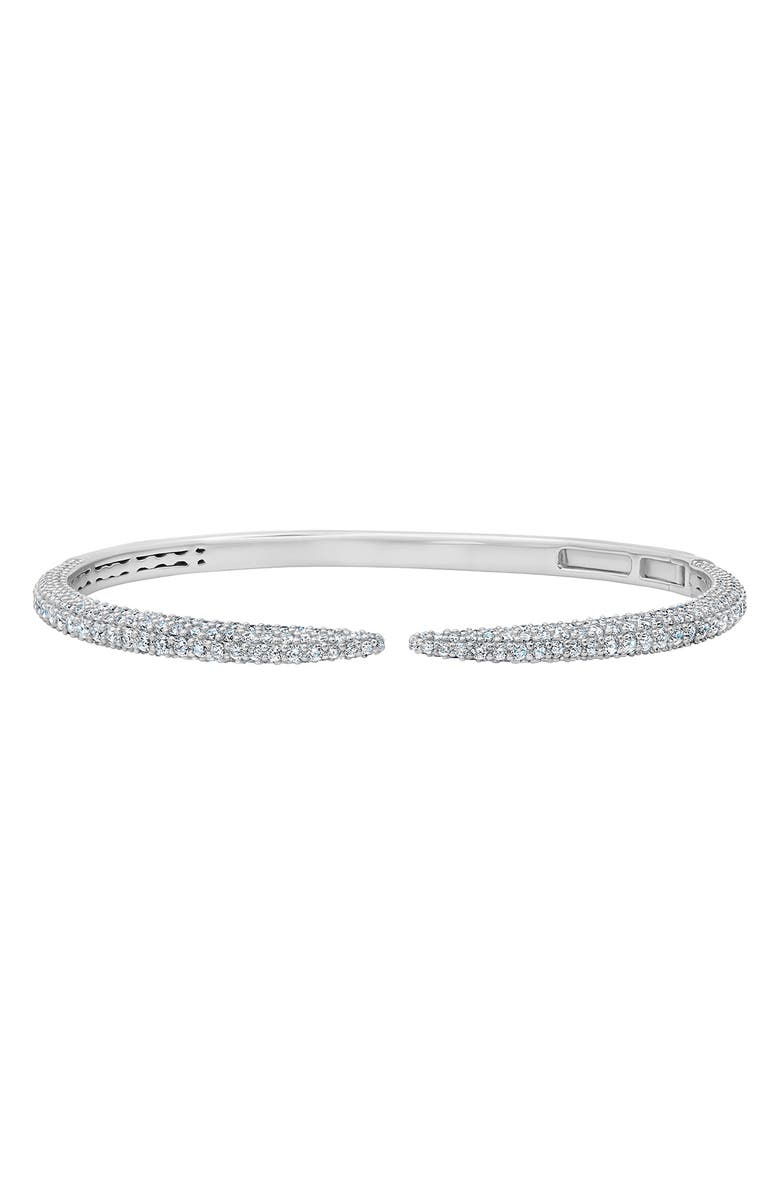 Crislu Chamonix Pavé Open Bangle Bracelet, Main, color, Pure Platinum/ Clear Stone