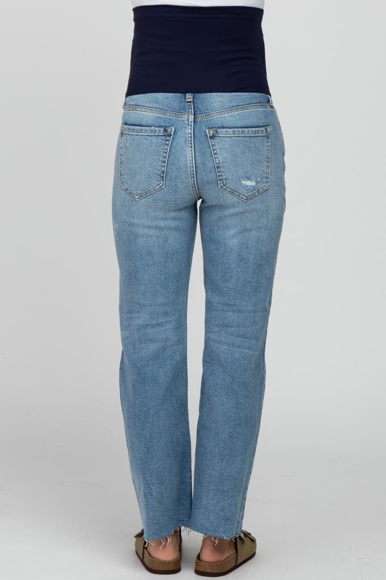 Straight Leg Frayed Hem Maternity Jeans, Alternate, color, Blue