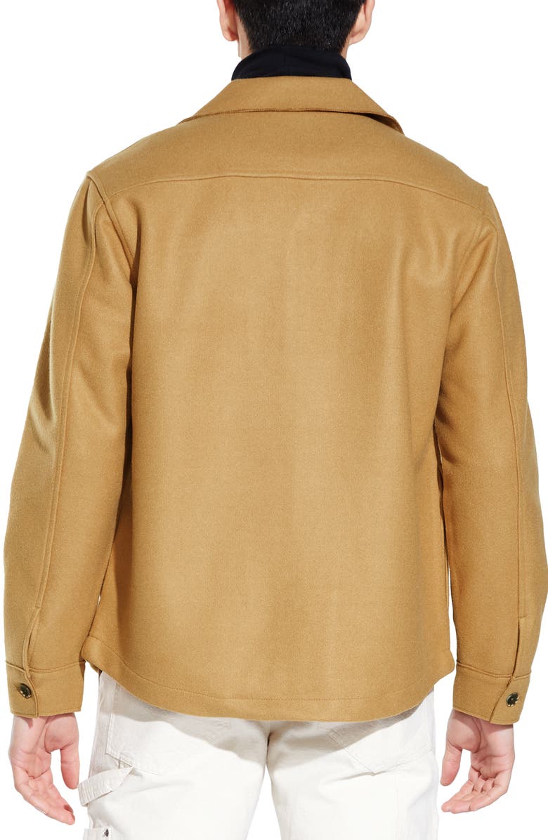 Civil Society Relaxed Felted Double Knit Overshirt, Alternate, color, Camel