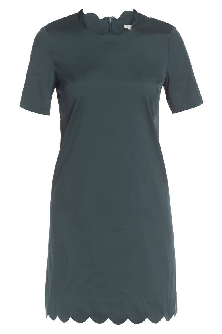 Scalloped Shift Dress, Alternate, color, GREEN GABLES