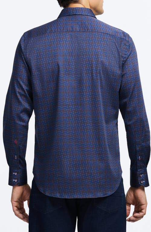 Robert Graham Talbot Geometric Print Stretch Cotton Button-up Shirt In Blue