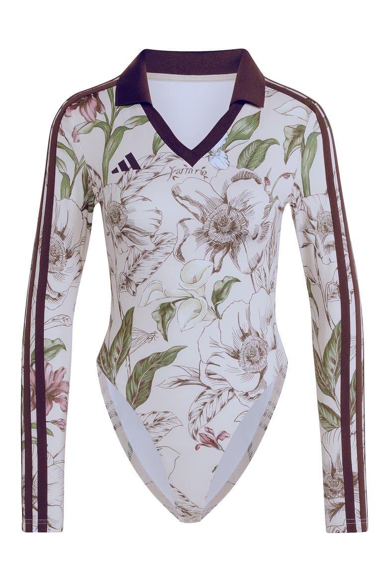 x FARM Rio Floral Long Sleeve Bodysuit, Alternate, color, ECRU/ BROWN/ MULTICOLOR