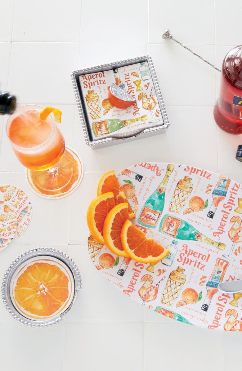 Mariposa Orange & Aperol Spritz Beaded Coaster Set, Alternate, color, Silver