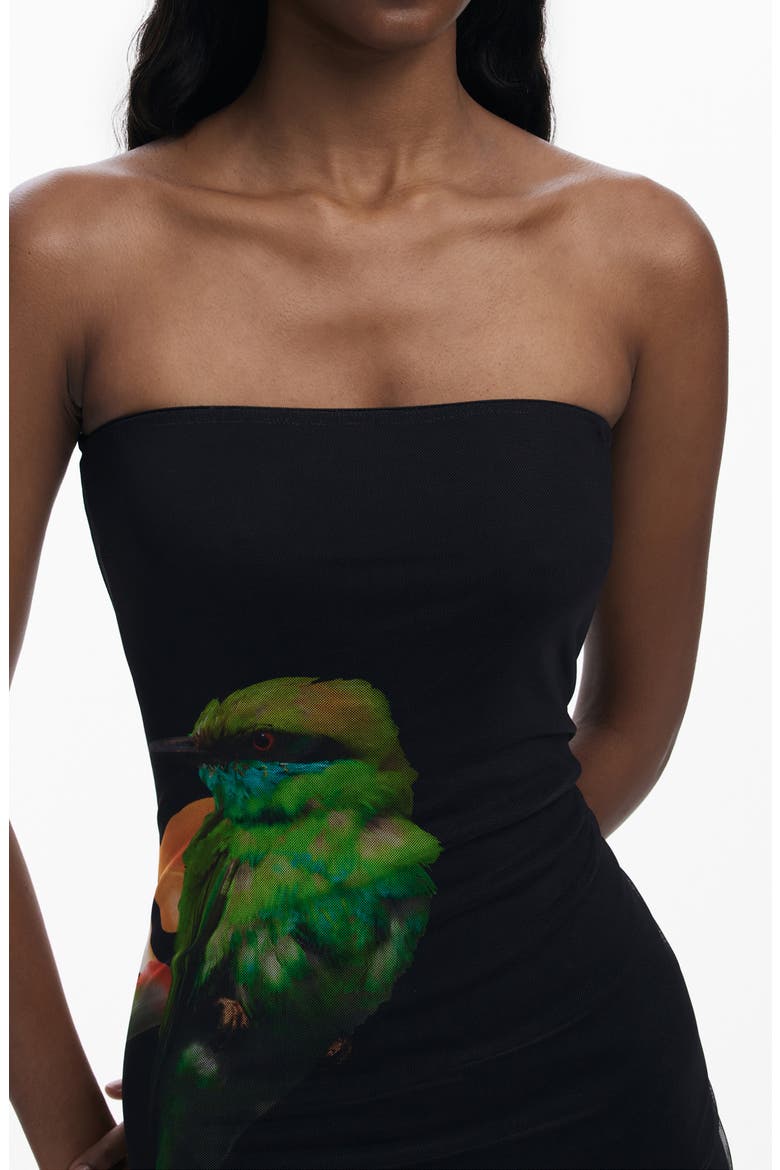 Strapless Midi Cover-Up Dress, Alternate, color, BLACK