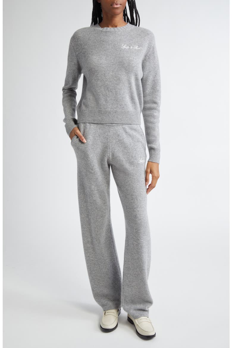 Vendome Script Cotton Crewneck Sweater, Alternate, color, HEATHER GRAY