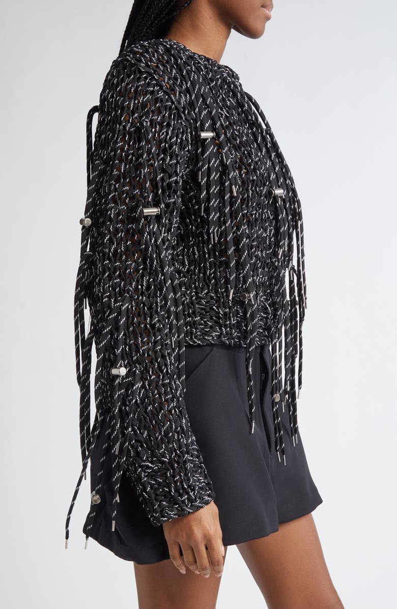 Sacai Shoelace Knit Sweater, Alternate, color, Black