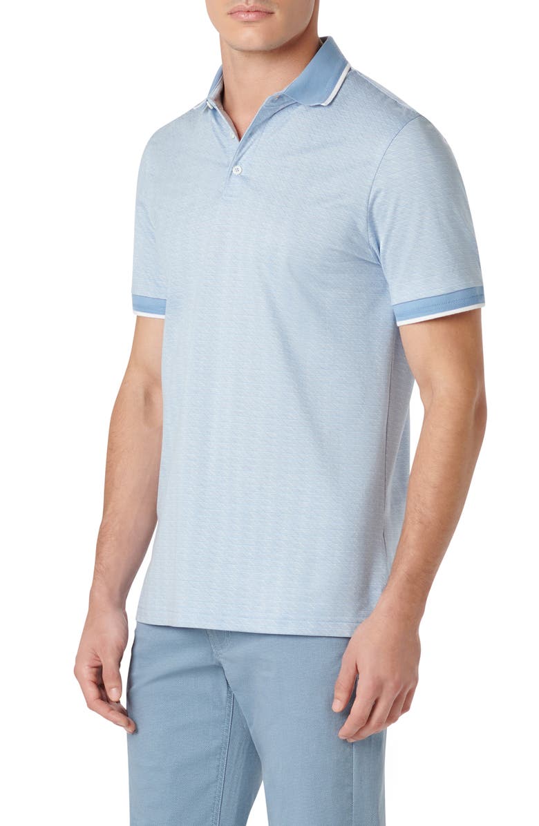 Bugatchi Geo Pattern Cotton & Lyocell Polo, Alternate, color, Air Blue