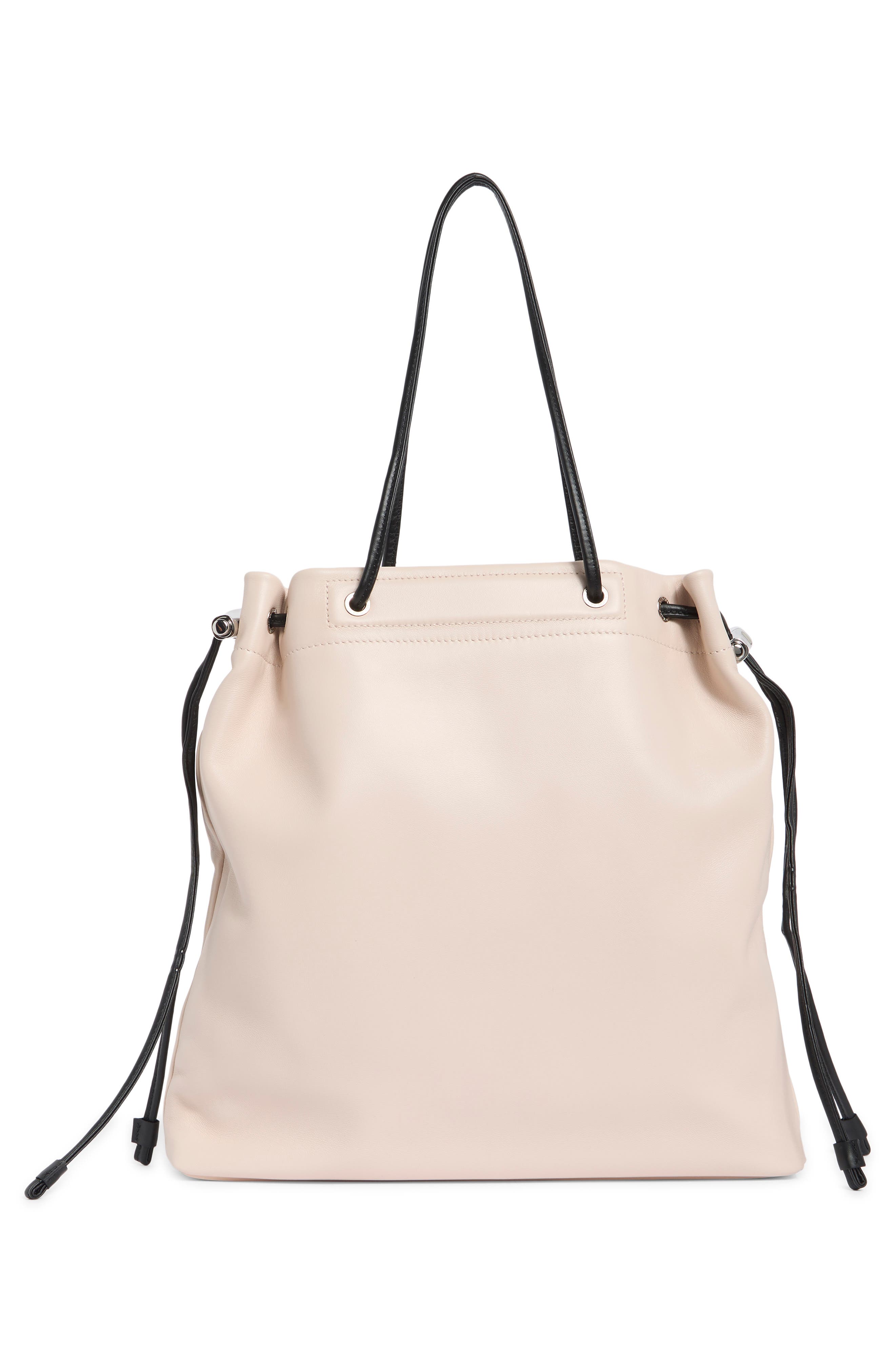 Le Roseau Leather Drawstring Tote, Alternate, color, PWDER PNK