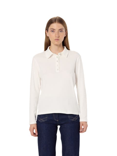 Hania Rhinestone Button Polo Shirt