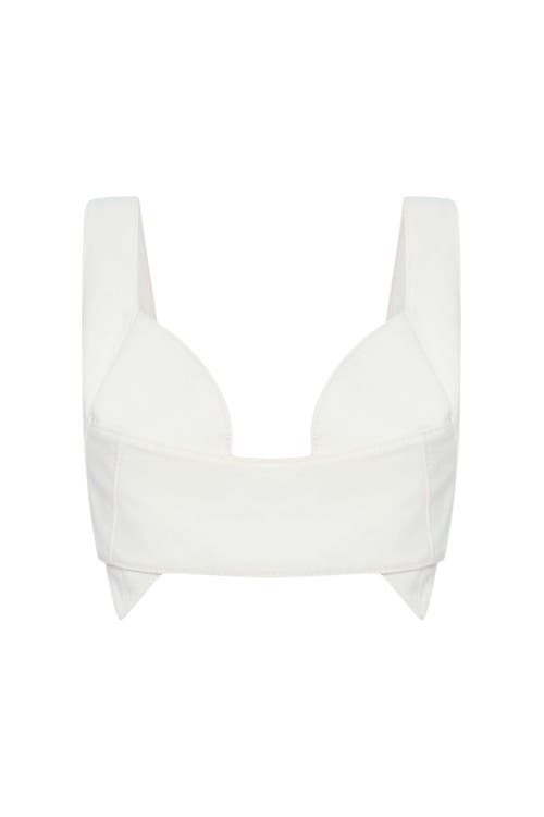 Jendue Us Elena Denim Crop Top In White