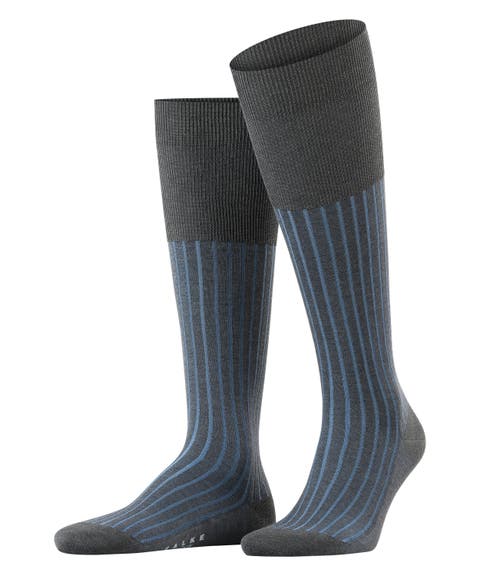 Shadow Striped Cotton Knee High Socks (Men)