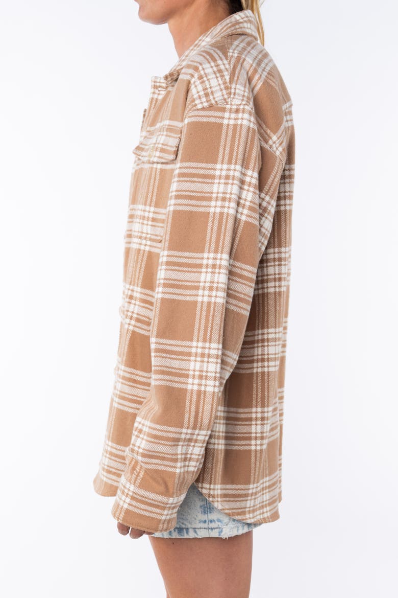 Gender Inclusive Bucky Split Hem Shirt Jacket, Alternate, color, white-beige-plaid