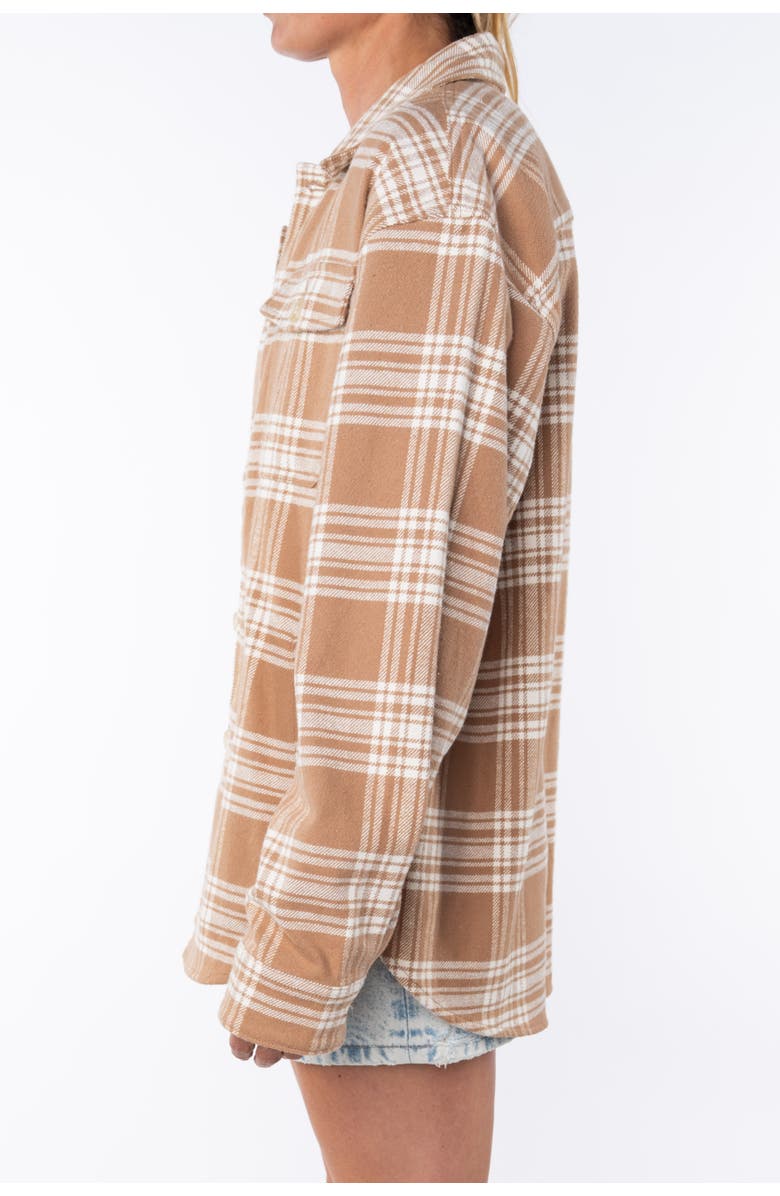 ARIKO Bucky Split Hem Shirt Jacket, Alternate, color, White-Beige-Plaid