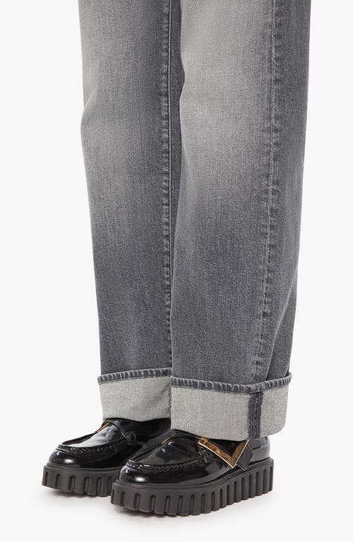 Mother The Dodger Skimp High Waist Cuffed Hem Wide Leg Jeans In Gray