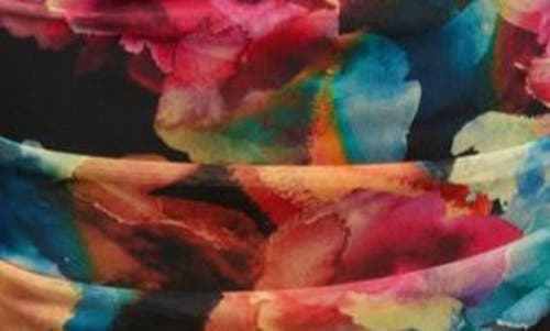 Black Halo Rosario One Shoulder Dress In Rainbow Canvas